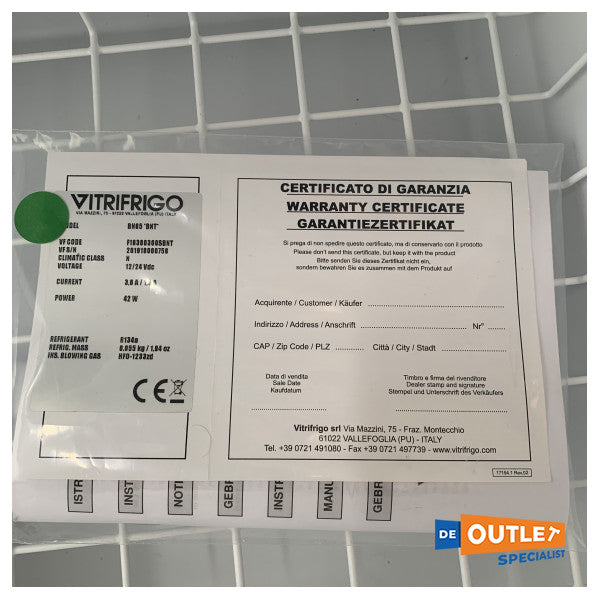 Vitrifrigo BN85 85L Bygget -i kjøleskap BD35 kompressor 12/24V