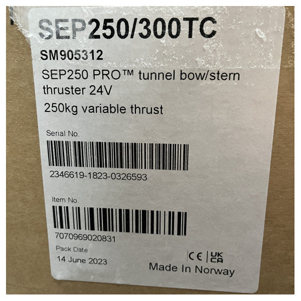Side Power SEP250/300TC 250 KGF | 300 mm 24V proportional bov-stævn thruster
