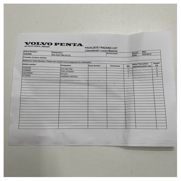 Сітчастий фільтр для морської води Volvo Penta 2,5-дюймовий | комплект фільтрів - 23224983