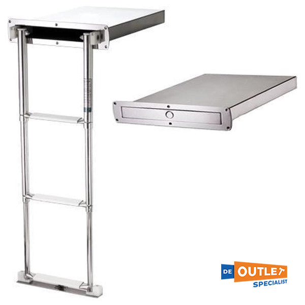 Allpa ανοξείδωτη τηλεσκοπική σκάλα κολύμβησης 3 σκαλοπάτια μαύρο