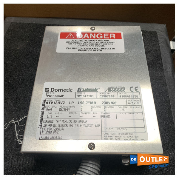 Dometic ATV18HVZ 18000 BTU Handler de aire de agua fría 230V - 261300542