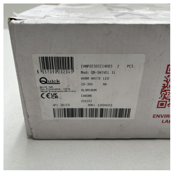 Quick QB-SWIVEL 1L ruostumaton teräs LED-valaistus 12/24V