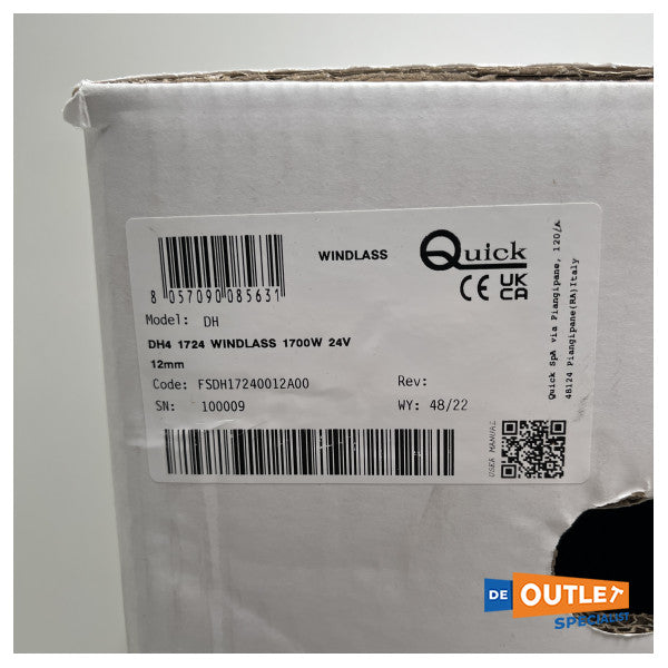 Quick DH4 elektrische ankerlier 1700W | 24V | 12 mm - FSDR17240012A00
