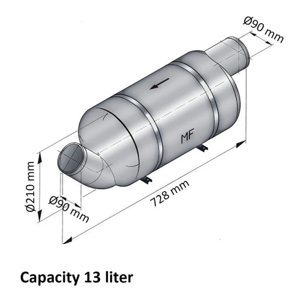 Vetus MF 90 mm avgasljuddämpare | ljuddämpare 13L - MF090
