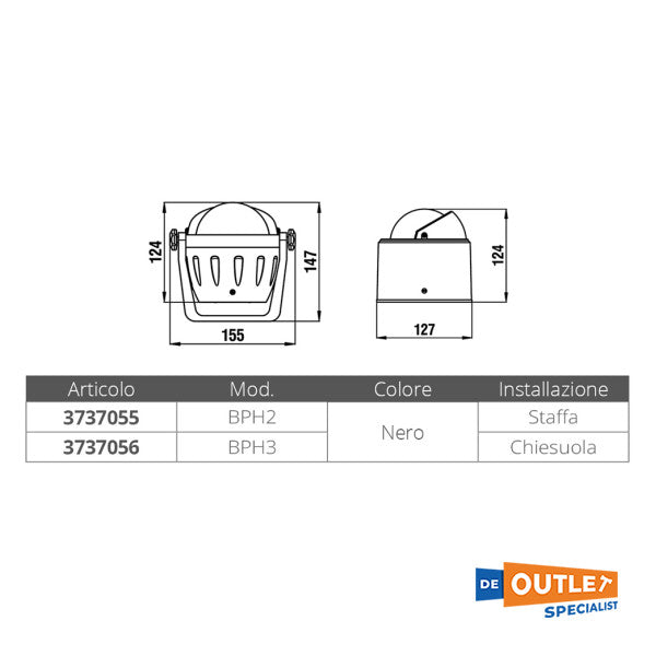 Riviera BPH3 Phoenix Liquid Compass Black Structure 12/24V