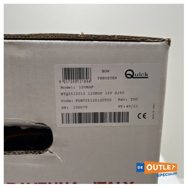 Quick BTQ 250 mm | 120 KGF | 12V duo-prop bow thruster - FGBT25140240T00