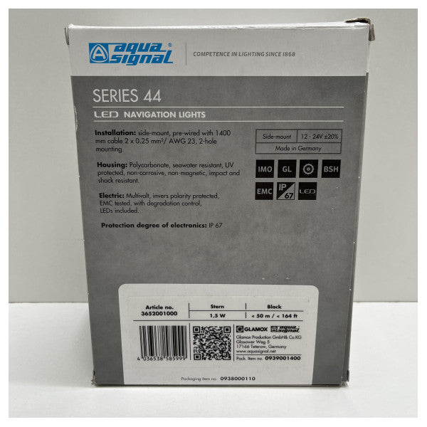 Aqua Signal σειρά 44 LED πρύμνη φως πλοήγησης μαύρο 12/24V - 3652001000