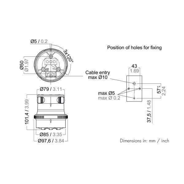 Aqua Signal serie 34 LED toppljus navigationsljus 12/24V - 4036538546907