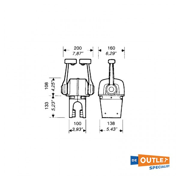 Ultraflex B79 dvostruka upravljačka kutija motora / crna ručka za gas