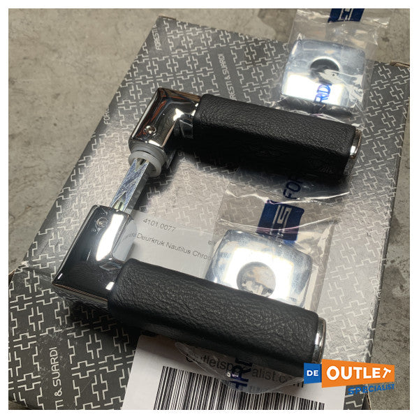 Klamki drzwiowe Foresti Suardi Nautilus mosiężne ze skórą - 480A.CP