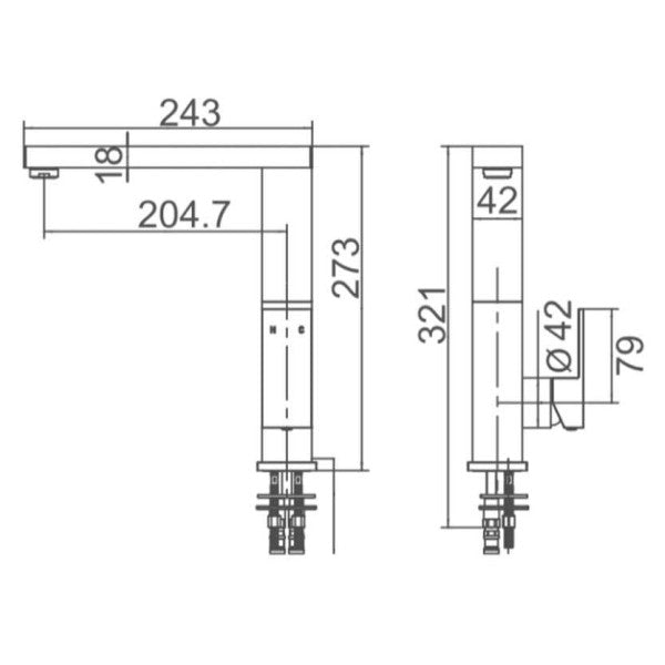 Смесител за мивка Elka Zen с един лост и въртящ се чучур - 60011