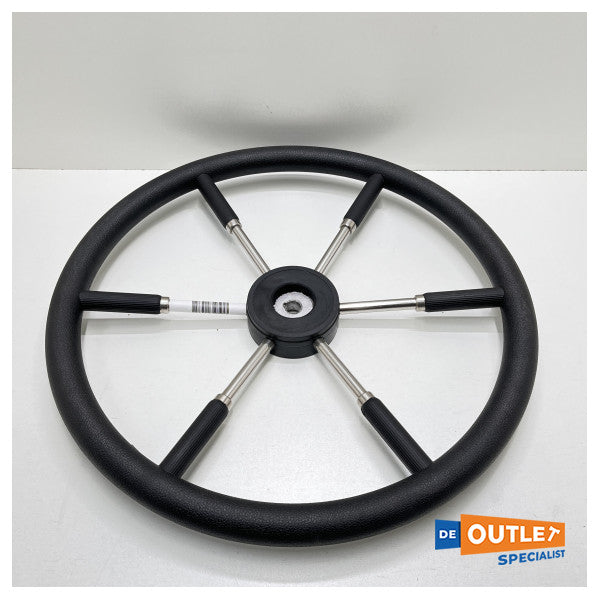 Volante de plástico Allpa tipo 9 preto com 6 raios em aço inoxidável 55 cm - 068955