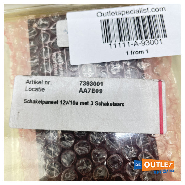 Max Power 3-switch light panel 10A - 12V - 93001