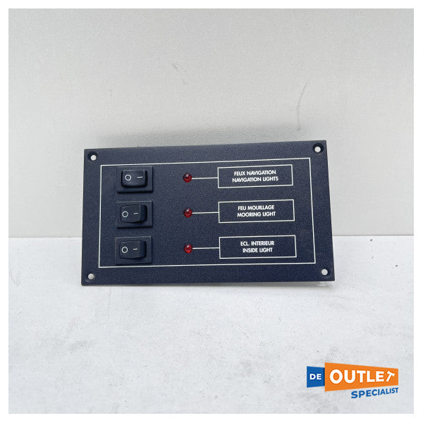 Panel de interruptor de 3 piezas AMIOT 12V - 10A - 93002