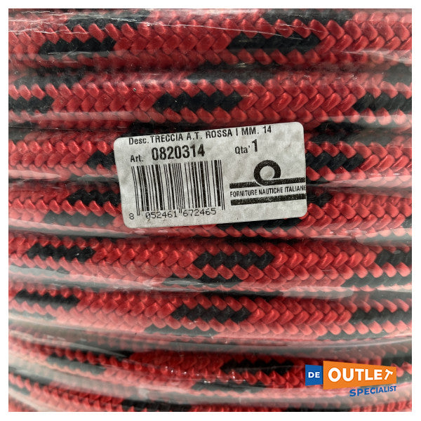 Rulle Amare dobbeltflettet line 14 mm | 200 meter | Rød - 0820314