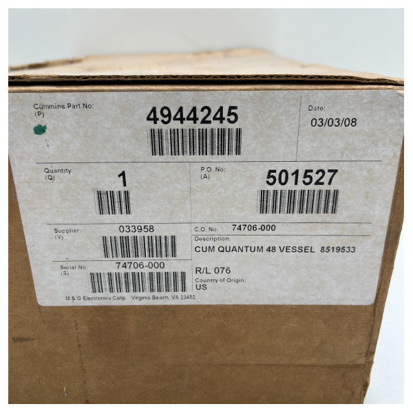 カミンズ QSB/C/L/M 容器インターフェイス パネル 8519533 - 4944245