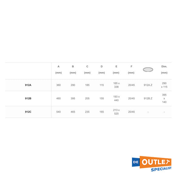 Foresti Suardi Ovale Purthole Apertura de aluminio 460 x 205 - 912b