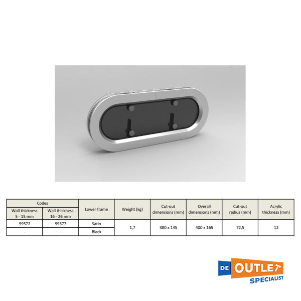 Goiot 99572 Evolution 380 x 145 mm - 33.10 Purthole Aluminium