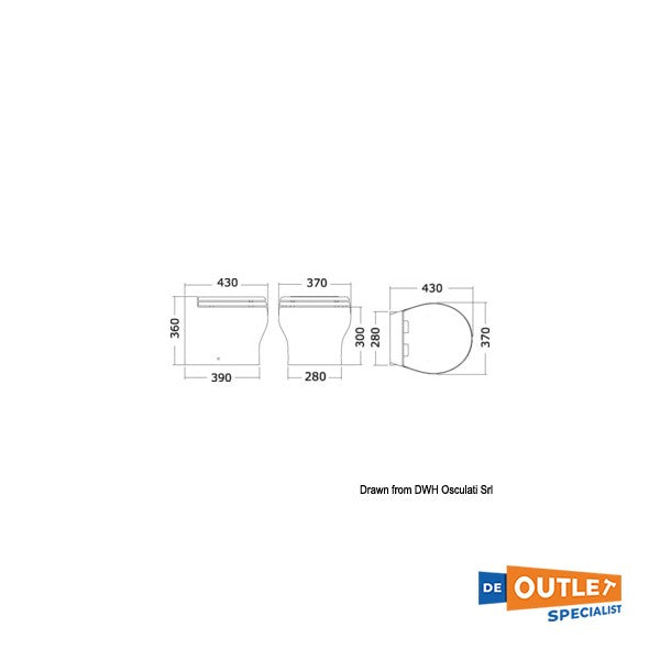 Sanita marítima eléctrica Tecma Elegance 2G Short com assento de fecho suave