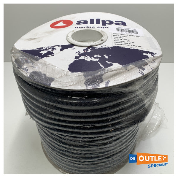 Ролик Allpa з подвійним плетінням швартовного каната 18 мм - 100 м синій флотський