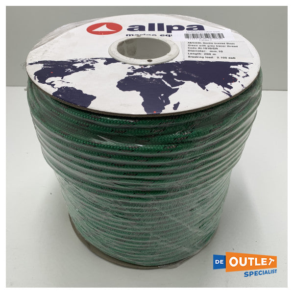 Roll Allpa Allcord 10 mm doppelte geflochtene Linie 10 mm - 200 m Grün