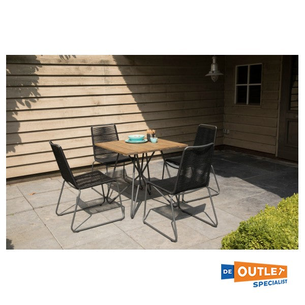 Exotan Slimm spisebordsstol stabelbar antracit med reb