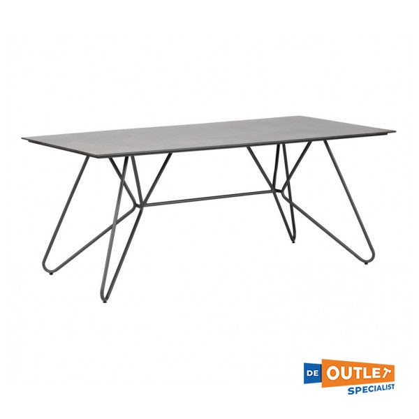 Exotan Grace tuintafel betonlook 180 x 100 cm antraciet met stalen frame
