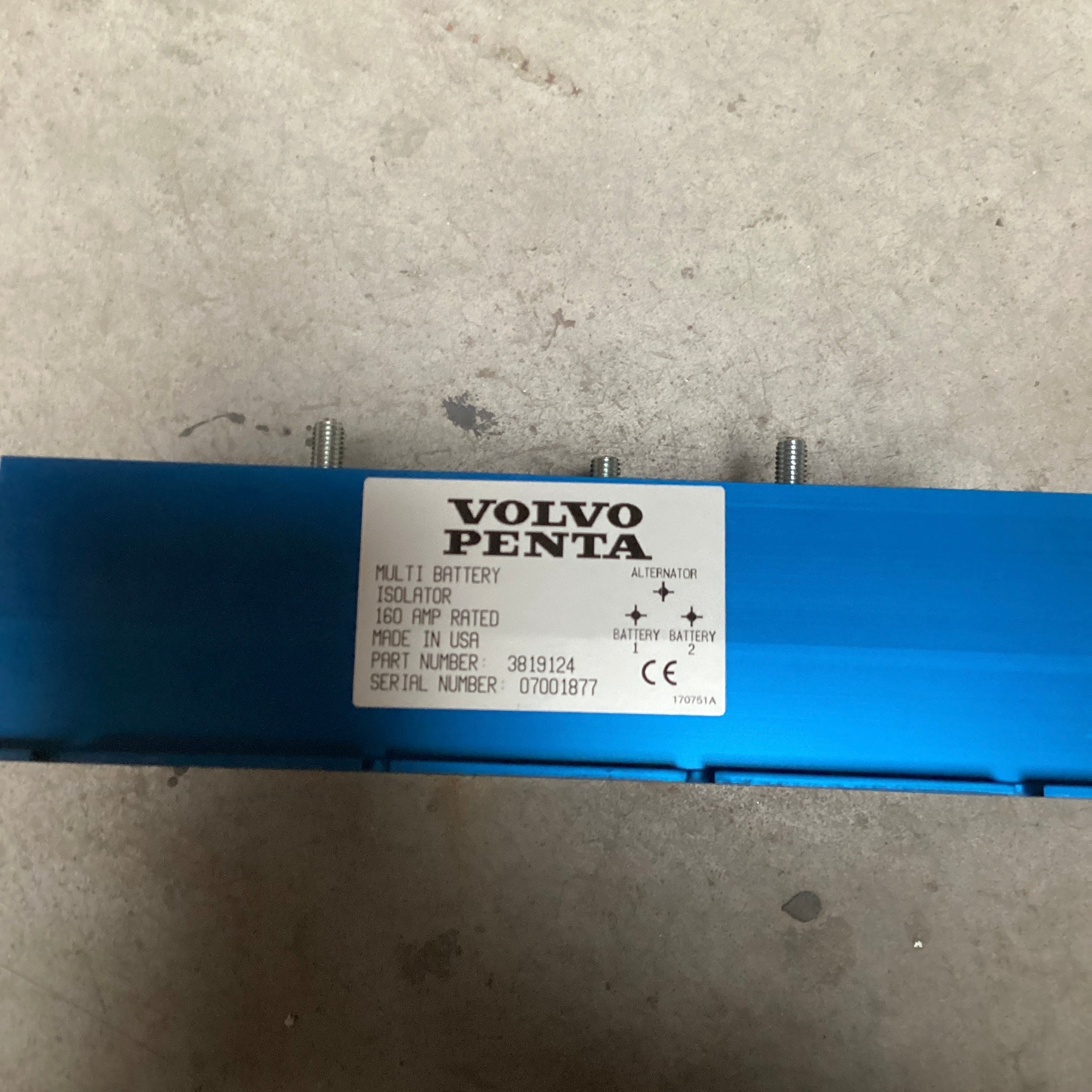 Volvo Penta D4 / D6 Batterie Isolateur Bleu - 3840597