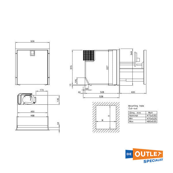 Холодильник Isotherm DR65 65л з висувними ящиками з нержавіючої сталі 12/24В - IRD065DNEIT11111AA