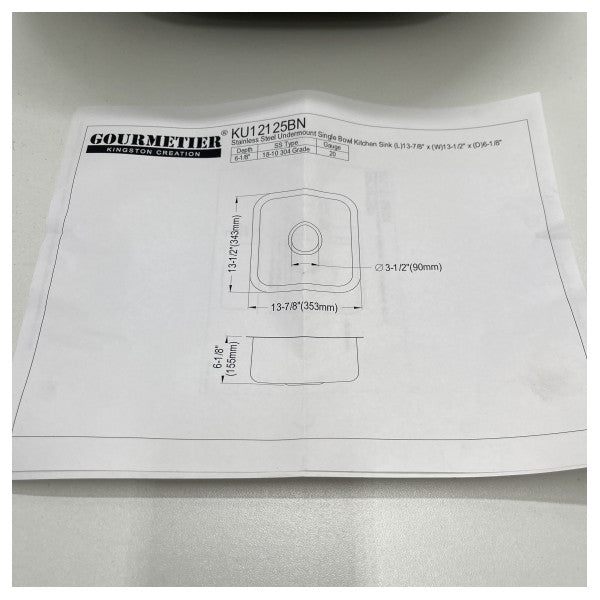 Gourmentier KU12125BN köksbänk i rostfritt stål