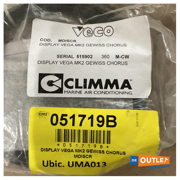Display del telecomando del climatizzatore Climma Vega MK2