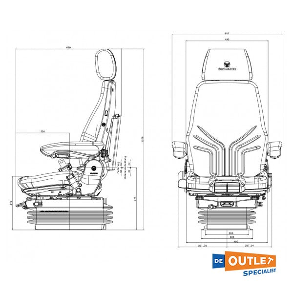 Sedia a rotelle con sospensione pneumatica Grammer Actimo XL in tessuto grigio (MSG95A/722)
