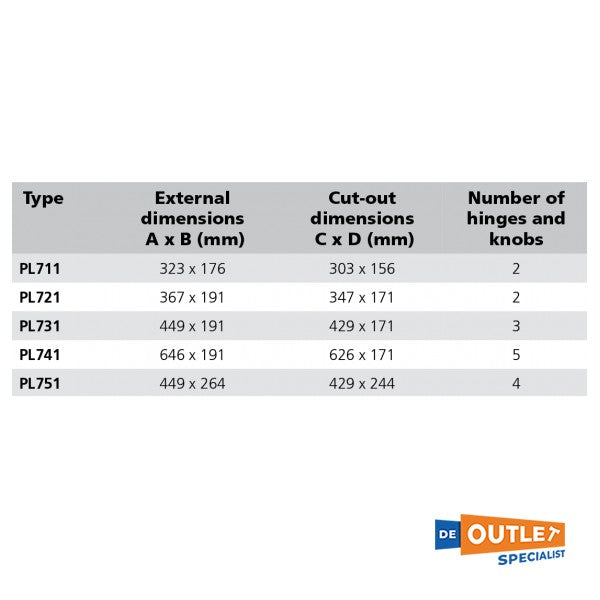 Vetus porthole 156 x 303 mm musta avattava - PL711