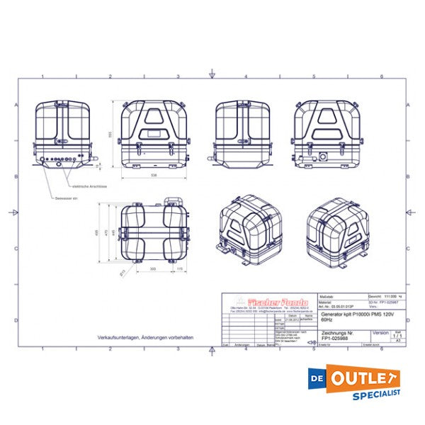 Fischer Panda PMS 10000i 10 kW Marine Diesel Generator 230V
