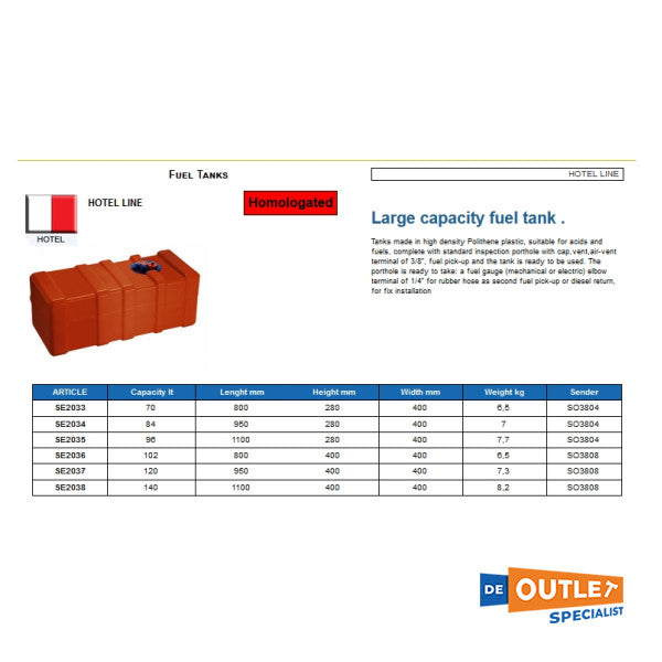 CAN SE2036 bränsletank med hög kapacitet 102L röd