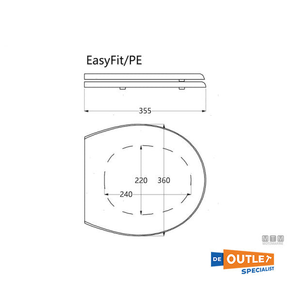 TECMA T-781TBFR Saninautico | Asiento de inodoro de brújulas + cubierta