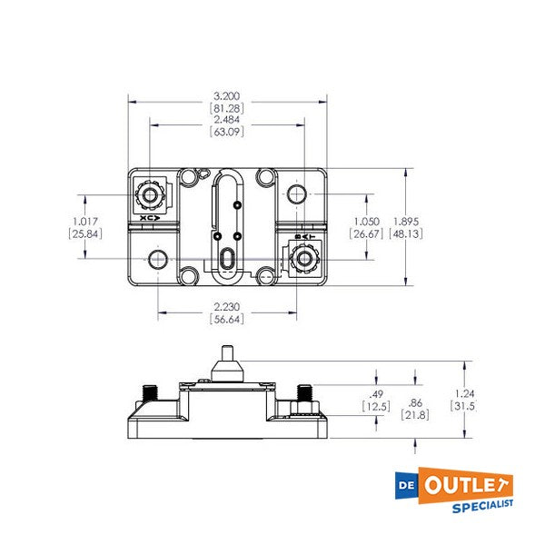 Синьо море 40 AMP главен прекъсвач, монтиран на повърхността 12/24V