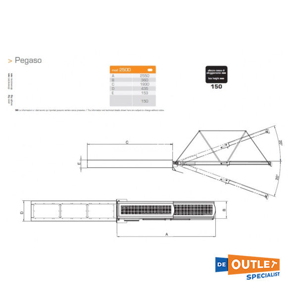 صندوق بيجاسو 2500 صندوق هيدروليكي هيدروليكي بطول 2.5 متر 12/24 فولت