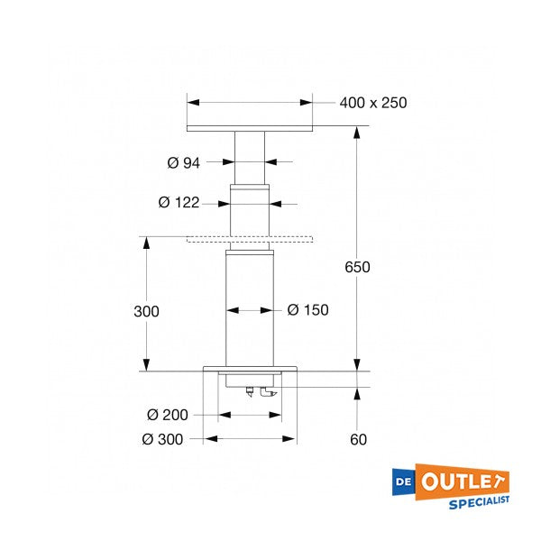 Barka gamba da tavolo elettrica regolabile in alluminio 24V - 18998
