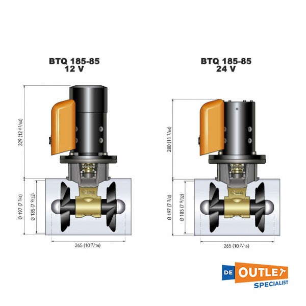 Dziobowy ster strumieniowy Quick BTQ 85 KGF 185 mm 12V