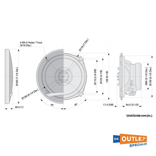 Pioneer TS-E1702I 2-weg luidsprekers zwart 180W