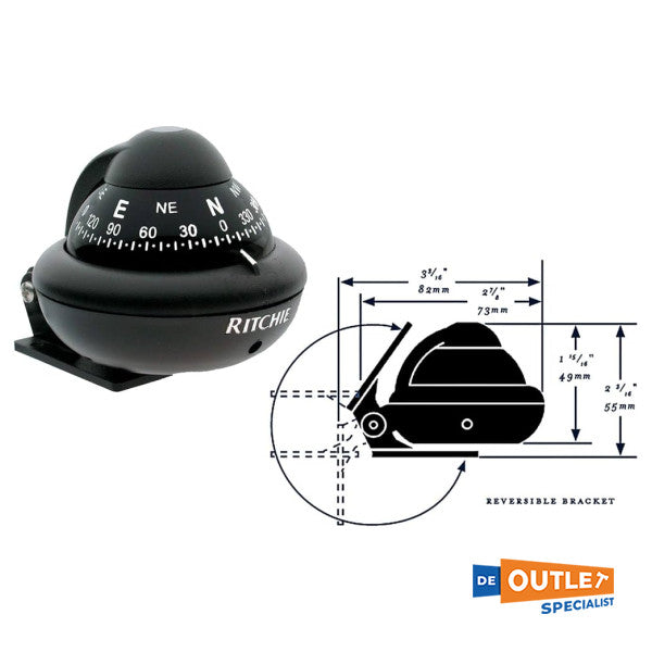 Ritchie X-10 Spor fener braketi pusulası siyah