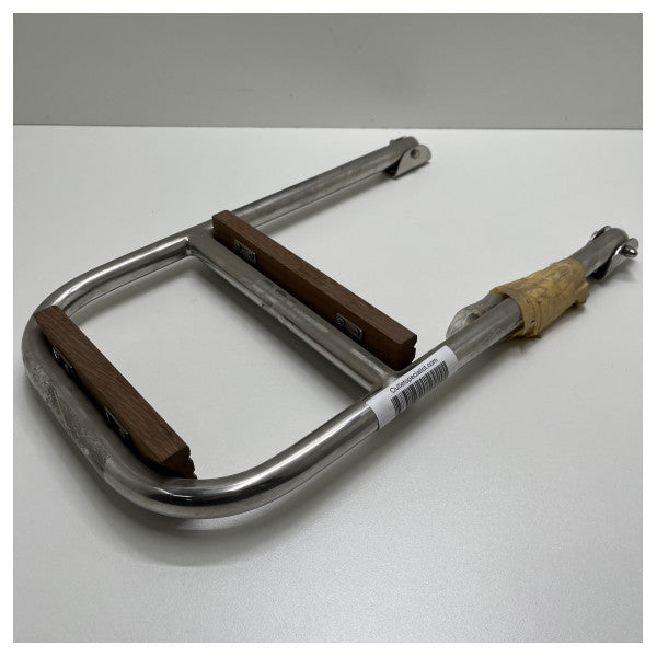 Fast badestige i rustfrit stål med 2 trætrin 50 x 30 cm