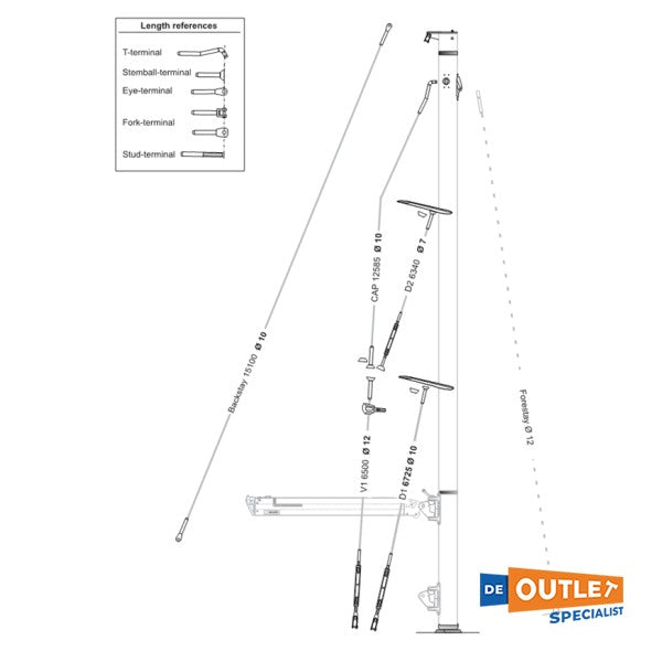 Hanse 495 en 505 conventioneel staande rigging RVS - TTA4904