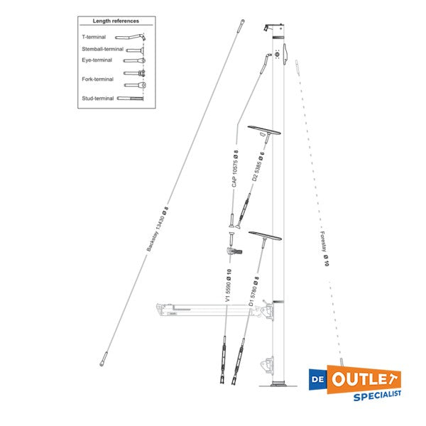 Selden staand wand voor Hanse 415, 418 en 430 zeilboten - TTA4976