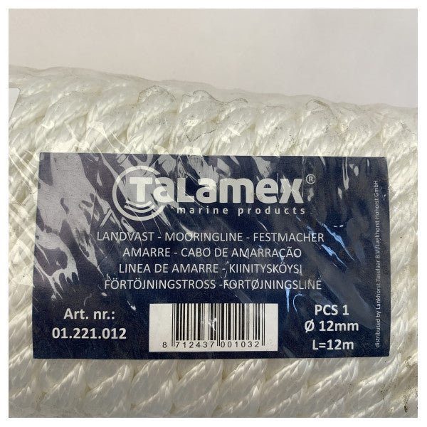 TALAMEX 12 mm - 12m Ligne d'amarrage blanc | Landvast - 01.221.012