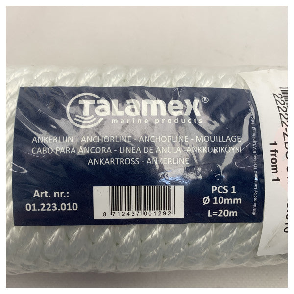 Talamex λευκή γραμμή αγκύρωσης 10mm - 20M - 01.223.010