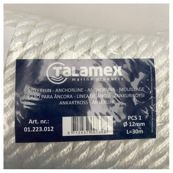 Talamex λευκή γραμμή αγκύρωσης 12mm - 30M - 01.223.012