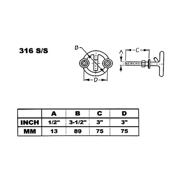 Allpa stainless steel waterski hook 078396