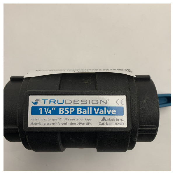 Trudesign 1-1/4-BSP 1 1/4-инчов черен пластмасов сферичен кран